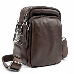 Мессенджер маленький кожаный черный TIDING BAG 333-1C