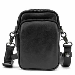 Мессенджер маленький кожаный черный TIDING BAG 333-1A