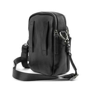 Мессенджер маленький кожаный черный TIDING BAG 333-1A