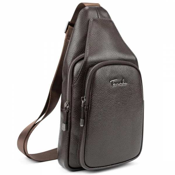 Мужской кожаный коричневый слинг на плечо Tavinchi TV-SM8-681C-1