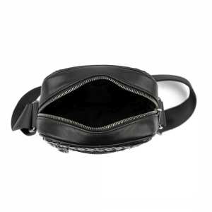 Мессенджер кожаный черный плетеный TIDING BAG 88362-1A