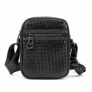 Мессенджер кожаный черный плетеный TIDING BAG 88362-1A