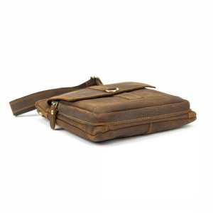 Мужской кожаный мессенджер на один отдел с карманом спереди Tiding Bag M39-993DB