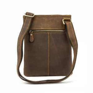 Мужской кожаный мессенджер на один отдел с карманом спереди Tiding Bag M39-993DB