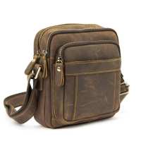 Небольшой кожаный мессенджер коричневого цвета Tiding Bag M39-681DB