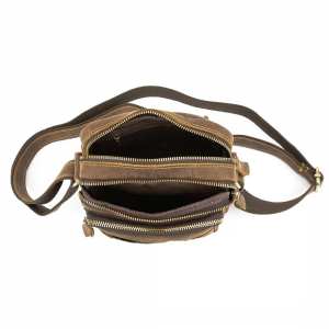 Небольшой кожаный мессенджер коричневого цвета Tiding Bag M39-681DB