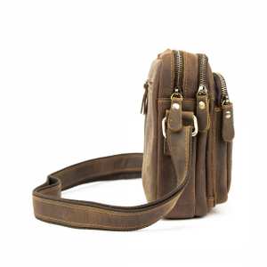 Небольшой кожаный мессенджер коричневого цвета Tiding Bag M39-681DB