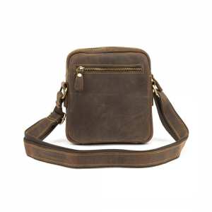 Небольшой кожаный мессенджер коричневого цвета Tiding Bag M39-681DB