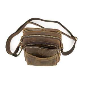 Небольшой кожаный мессенджер коричневого цвета Tiding Bag M39-681DB