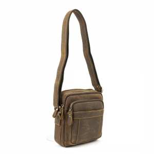 Небольшой кожаный мессенджер коричневого цвета Tiding Bag M39-681DB