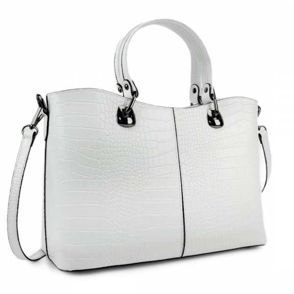Кожаная женская сумка средних размеров белого цвета Firenze Italy F-IT-5454W-CR
