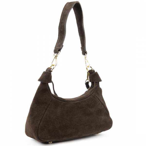 Кроссбоди замшевое на длинной ручке шоколадный цвет Firenze Italy F-IT-98101DB