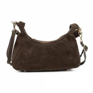 Кроссбоди замшевое на длинной ручке шоколадный цвет Firenze Italy F-IT-98101DB