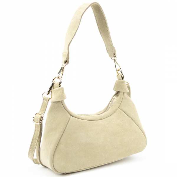 Кроссбоди замшевое на длинной ручке бежевый цвет Firenze Italy F-IT-98101B