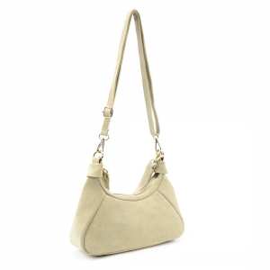 Кроссбоди замшевое на длинной ручке бежевый цвет Firenze Italy F-IT-98101B