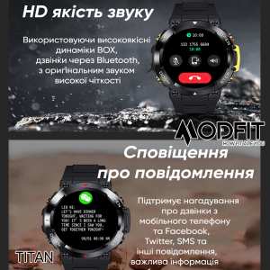 Розумний годинник Modfit Titan Black-Gold 35 мм.