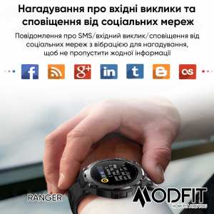 Умные часы Modfit Ranger Grey 36 мм.