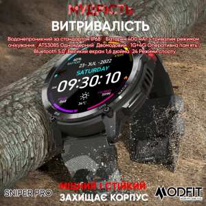 Розумний годинник Modfit Sniper Pro Black-Silver 41 мм.