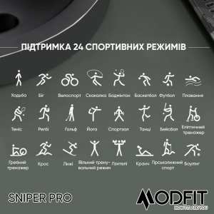 Розумний годинник Modfit Sniper Pro Black-Silver 41 мм.