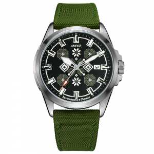 Awarder Embroidery Silver-Army Green Green  Automatic 10ATM