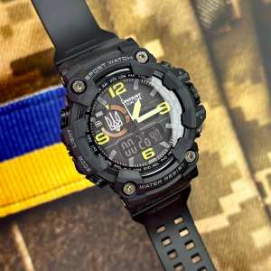 Годинник наручний Patriot 002BKUASI Тризуб срібло Чорні + Коробка