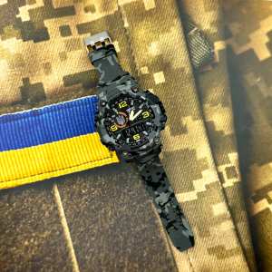 Годинник наручний Patriot 002CMGYUASI Тризуб срібло Сірий камуфляж + Коробка.