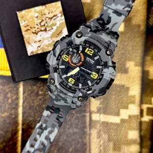 Годинник наручний Patriot 002CMGYUASI Тризуб срібло Сірий камуфляж + Коробка.