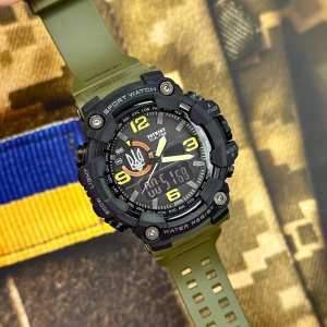 Годинник наручний Patriot 002AGUASI Тризуб срібло Зелені + Коробка.