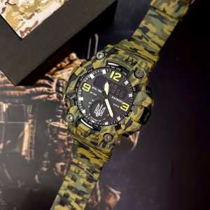 Годинник наручний Patriot 003CMGRUASI Тризуб срібло Зелений камуфляж + Коробка.