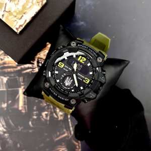 Годинник наручний Patriot 004AGUASI Тризуб срібло Зелені + Коробка.