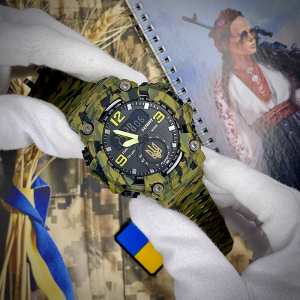 Годинник наручний Patriot 004CMGRUAGD Тризуб золото Зелений камуфляж + Коробка.