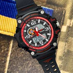 Годинник наручний Patriot 012BKRDDSNS ДСНС Чорні з червоним + Коробка
