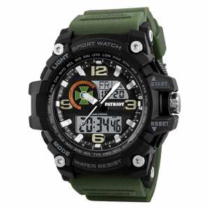 Годинник наручний Patriot 012AGDPS ДПС Чорні з зеленим + Коробка