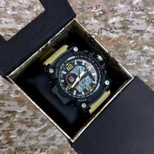 Годинник наручний Patriot 012BKKHUASI Тризуб срібло Чорні з хакі. + Коробка