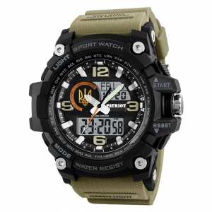 Годинник наручний Patriot 012BKKHUAGD Тризуб золото Чорні з хакі + Коробка