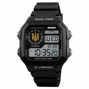 Годинник наручний Patriot 010BKUAGD Тризуб золото Чорні + Коробка.