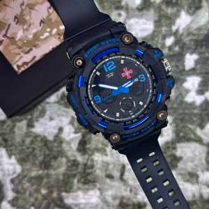 Годинник наручний Patriot 006BUSU ЗСУ Чорні з синім + Коробка.