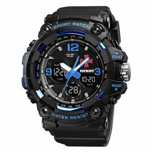 Годинник наручний Patriot 006BUSU ЗСУ Чорні з синім + Коробка.