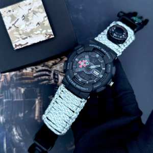 Годинник наручний Patriot 005BKSU ЗСУ Чорні Паракордовий ремінець ACU + Коробка