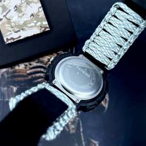 Годинник наручний Patriot 005BKSU ЗСУ Чорні Паракордовий ремінець ACU + Коробка