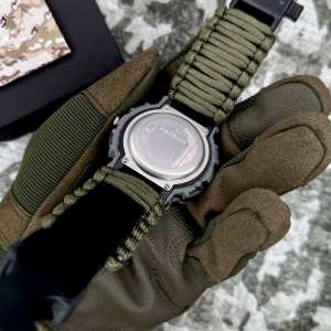 Годинник наручний Patriot 005CMGYSU ЗСУ Сірий камуфляж Паракордовий ремінець Army Green + Коробка