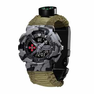 Годинник наручний Patriot 005CMGYSU ЗСУ Сірий камуфляж Паракордовий ремінець Army Green + Коробка