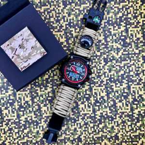 Годинник наручний Patriot 012BKRDSU ЗСУ Чорні з червоним Паракордовий ремінець Khaki + Коробка