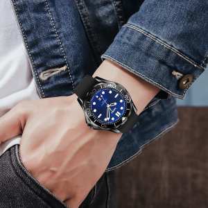 Skmei 9276PBKBU Black-Blue Silicone Strap
