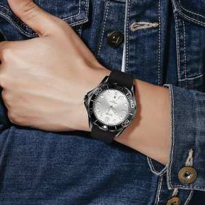Skmei 9276PBKSI Black-Silver Silicone strap SALE