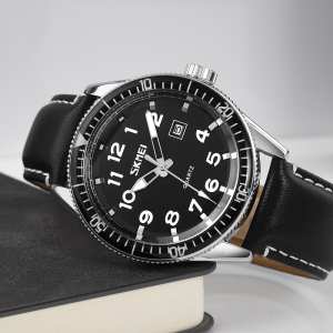 Skmei 9232LSIBK Silver-Black Leather
