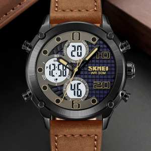 Skmei 1975LDKBNWT Dark Brown-White Leather.