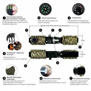 Ремешок паракордовый многофункциональный Camo Green