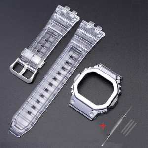 Ремешок + безель (рант) для Casio G-Shock GMW-B5000 Transp Silver SI
