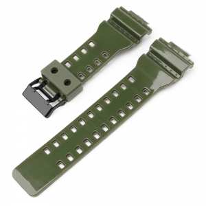 Ремешок для Casio G-Shock GA-100/110/120 Army Green-Glossy BK
